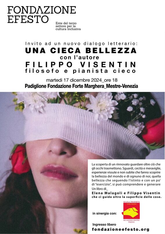 Locandina evento di presentazione libro filippo visentin , una cieca bellezza